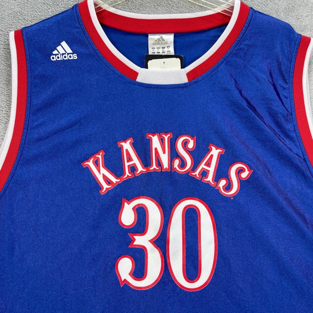 Kansas Jayhawks Adidas Basketball Jersey Men 2XL Blue #30 Julian Wright